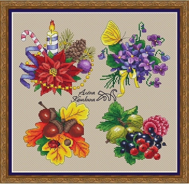 Four Seasons Cross Stitch Pattern Code Ak 115 Alena Koshkina Buy Online On Mybobbin Com