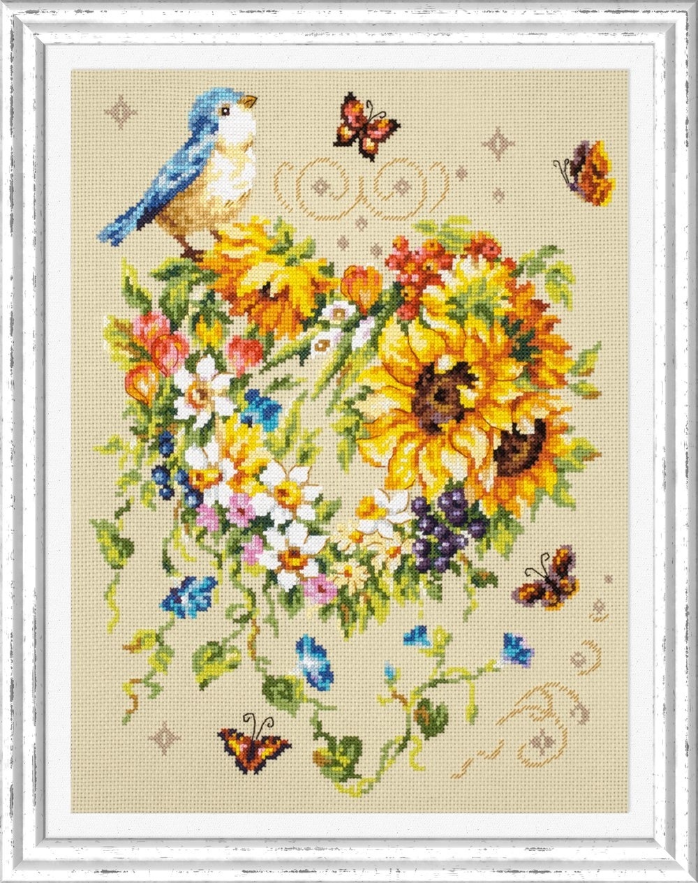 Blue Jay and Grapes Counted Cross Stitch Kit by Magic Needle