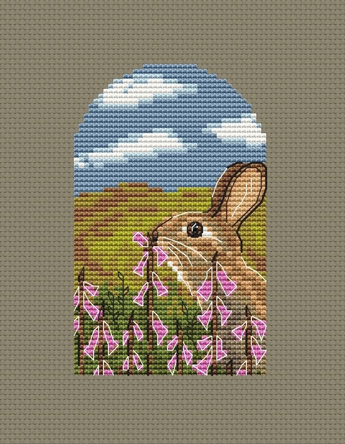 Bunny Rabbit Cross Stitch KIT For Beginners with Counted Pattern