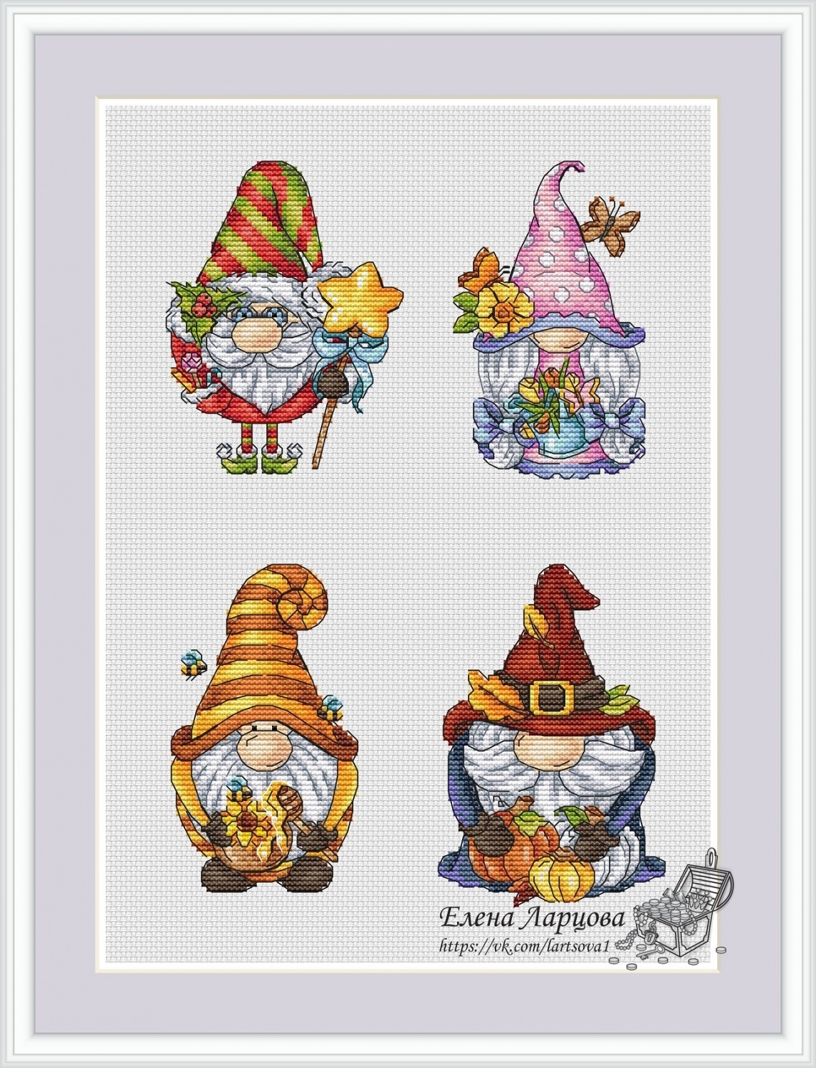 Kitchen gnomes cross stitch pattern, Gnome cook cross stitch