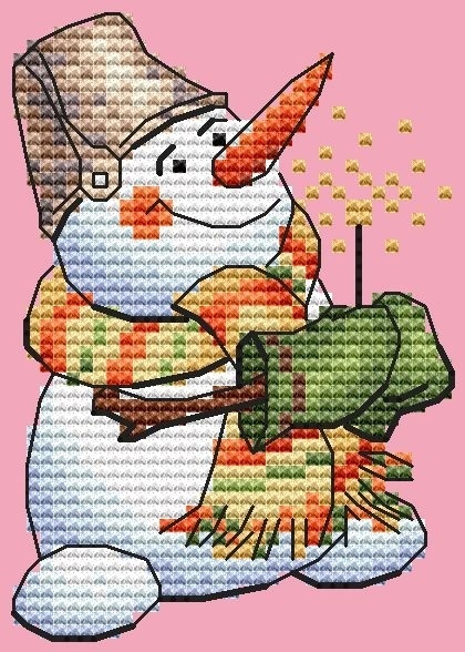 Snowman with Christmas Tree Topper Cross Stitch Pattern, code AL-212  Antonina Lebedeva