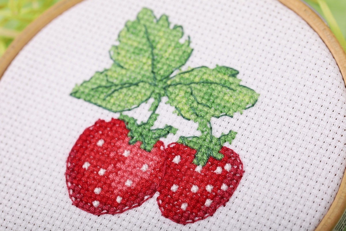 DIY Kit, Strawberry Cross Stitch Kit for Beginners