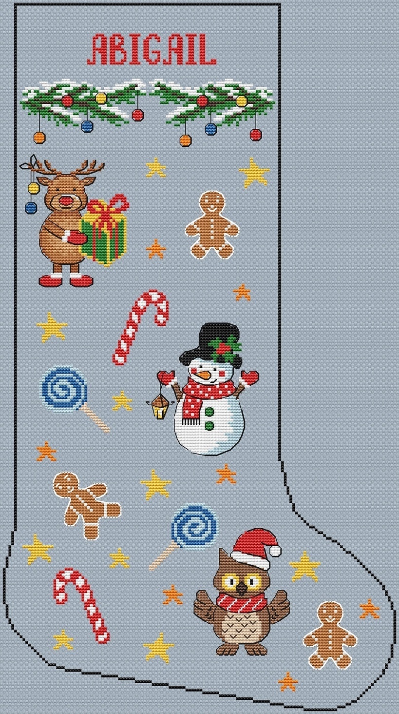 Christmas Stocking. Woodland Cross Stitch Pattern, code AN-178 Anna Nolfina