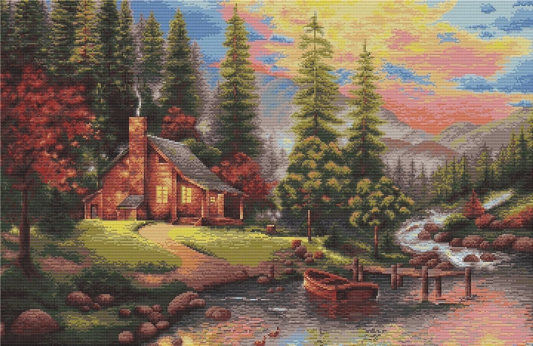 Mountain Landscape Cross Stitch Kit, code B451 Luca-S