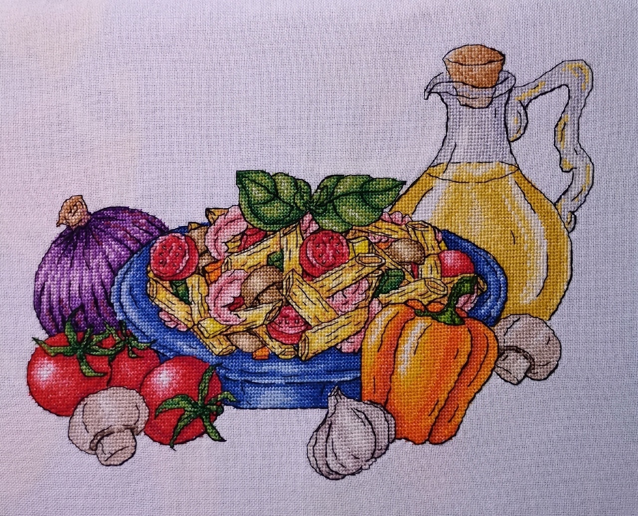 Finished Cross Stitch Picture Completed Kitchen Cross Stitch Pasta