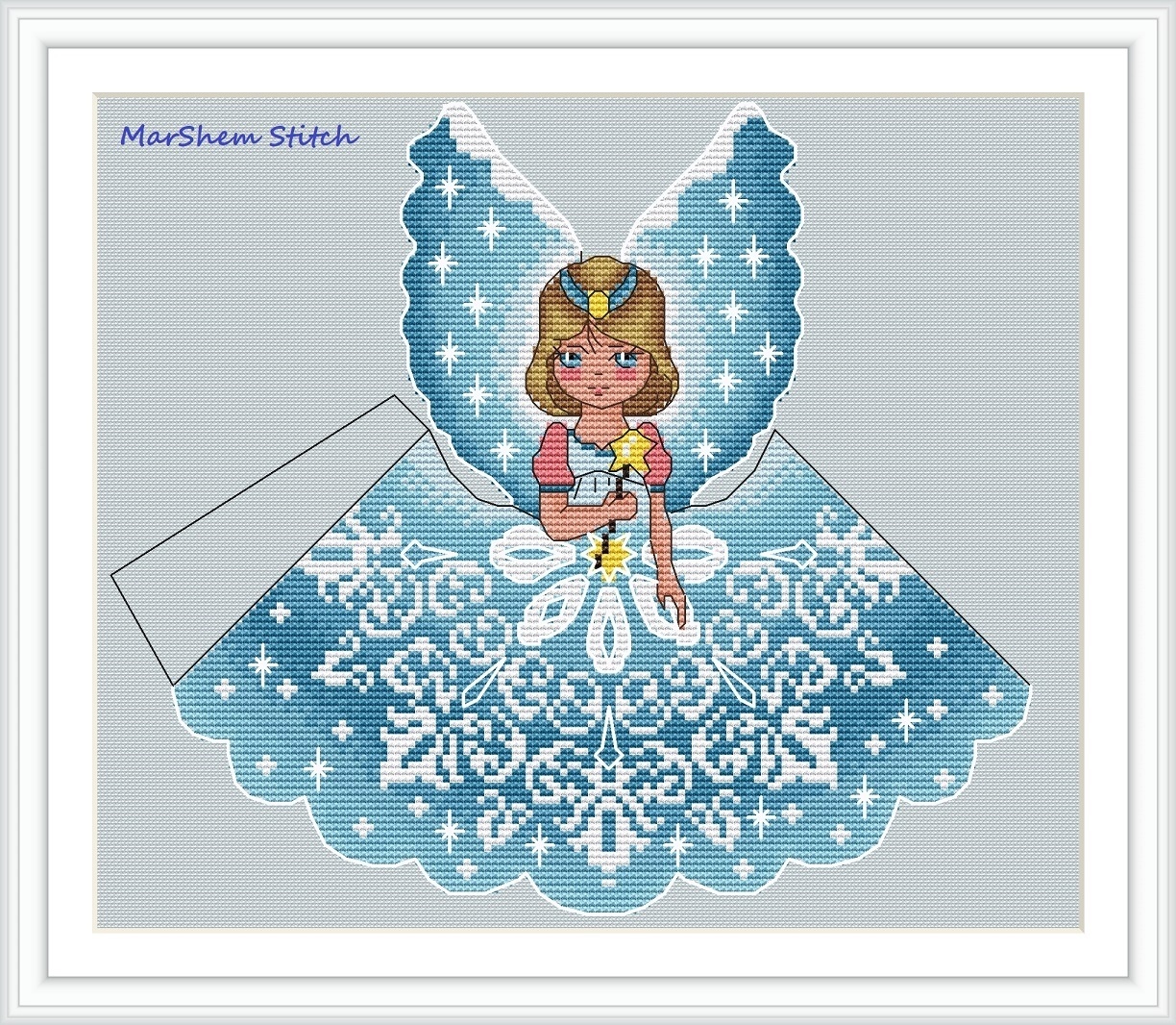 Christmas Blue Silver Ornament Cross Stitch Pattern, code ACS-014 Artmishka  Cross Stitch