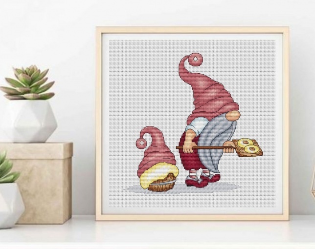 Baker Gnome 2 Cross Stitch Pattern, code KPX-002 KsPatternsXstitch ...