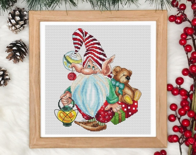 Christmas Gnome 1 Cross Stitch Pattern, code KPX-090 KsPatternsXstitch ...