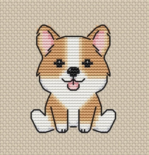 Cute Corgi Cross Stitch Pattern, code ILCS-117 I Like Cross Stitch ...