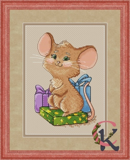 Mouse with Gifts Cross Stitch Pattern, code SKo-047 Sophia Komkova | Buy  online on 