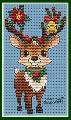 Cute Christmas Deer Cross Stitch Pattern Code AK 250 Alena Koshkina Buy Online On Mybobbin Com