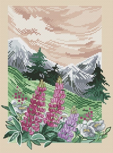 Mountain Lupines Cross Stitch Pattern, code AO-740 Alisa Okneas | Buy ...