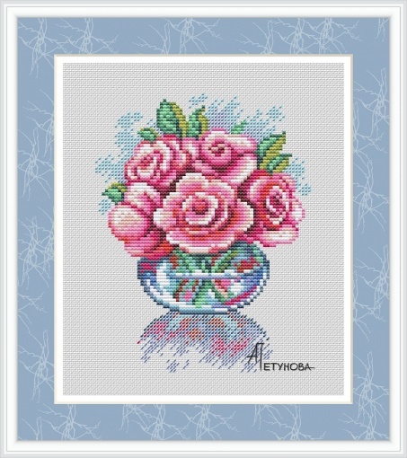 Delicate Roses Cross Stitch Pattern, code AP-377 Anna Petunova | Buy ...