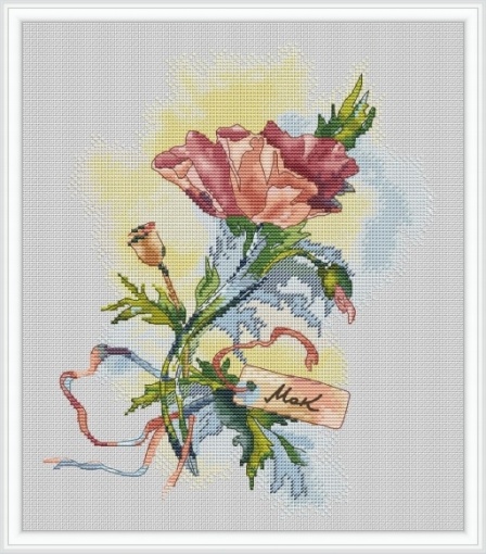 Watercolor Poppy Cross Stitch Pattern, code IP-026 Inna Peshkova | Buy ...