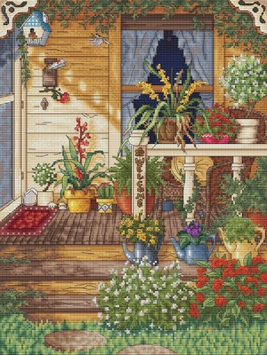 Porch in Flowers Cross Stitch Pattern, code ME-220 Kate Meshkova | Buy ...