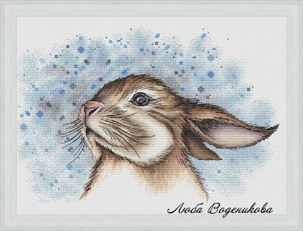 Fluffy Bunny Cross Stitch Pattern, code LV-030 Lubov Vodenikova