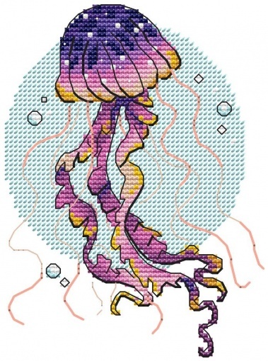 Marine Life. Jellyfish Cross Stitch Pattern, code AL-221 Antonina ...