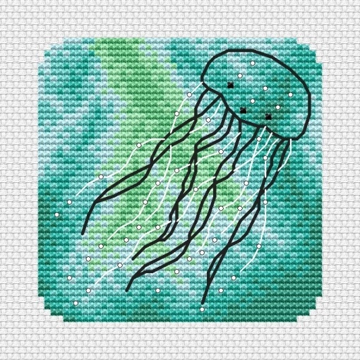 The Jellyfish Cross Stitch Chart, code TL-053 Tatyana Ledentsova | Buy ...