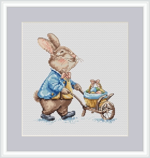 Bunny with a Trolly Cross Stitch Pattern, code AB-003 BananiStitchery ...