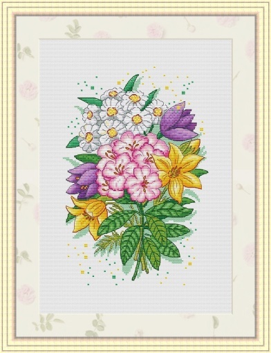 Bouquet of Primroses Cross Stitch Pattern, code AN-382 Anna Nolfina ...