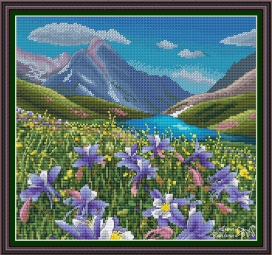 Turquoise Lake Cross Stitch Pattern, code AK-168 Alena Koshkina | Buy ...