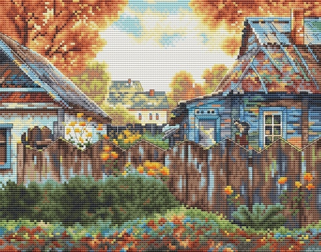 Warm Autumn Landscape Cross Stitch Pattern, code ME-170 Kate Meshkova ...