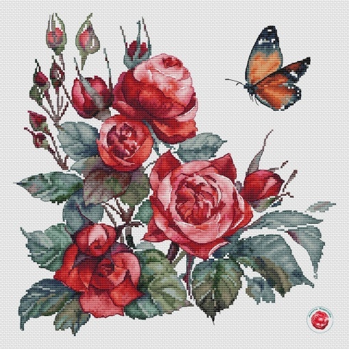 Roses And Butterfly Cross Stitch Pattern Code Ka 067 Anna Korolkova Buy Online On 