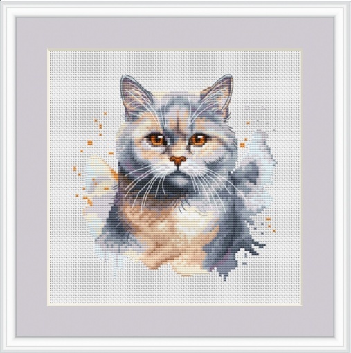 Watercolor British Shorthair Cross Stitch Pattern, code AB-047 Anna ...