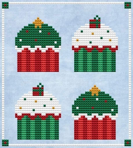 Christmas Cupcakes Cross Stitch Pattern, code KS-319 Kate Spiridonova ...