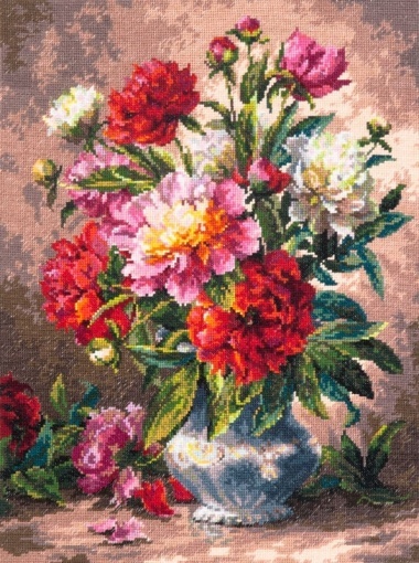 Peonies in Vase Cross Stitch Kit, code 40-69 Magic Needle | Buy online ...