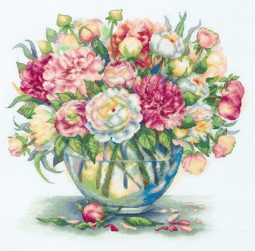 Luxury Peonies Cross Stitch Kit, code C-7063 Panna | Buy online on ...