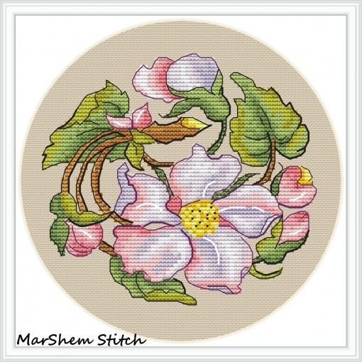 An Apple Blossom Cross Stitch Pattern, code MSS-022 MarShem Stitch ...