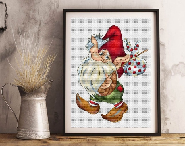 Gnome Traveler Cross Stitch Pattern, code KPX-155 KsPatternsXstitch ...