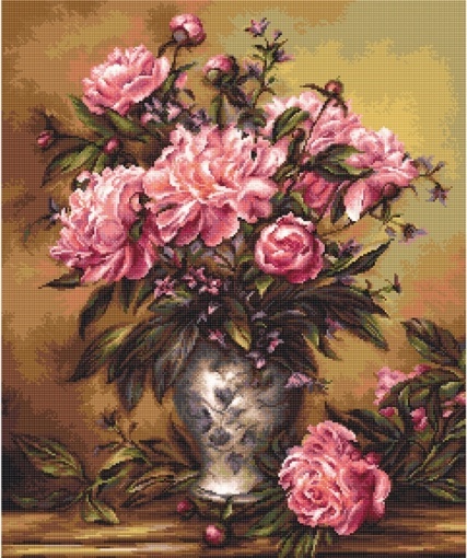 Vase of Peonies Cross Stitch Kit, code B543 Luca-S | Buy online on ...