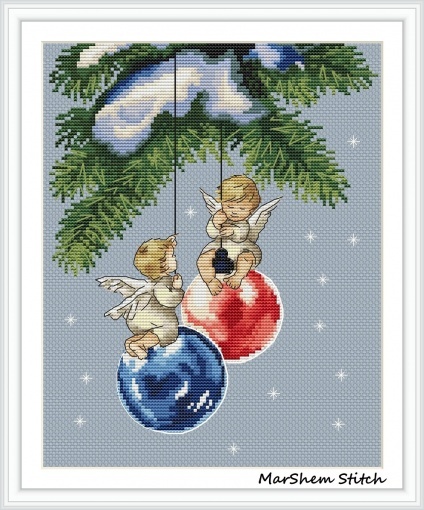 Christmas Tree Angels Cross Stitch Pattern, code MSS-002 MarShem Stitch ...