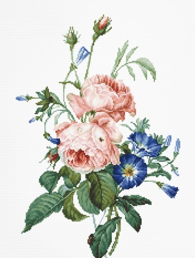 Bouquet with Roses and Cornflowers Cross Stitch Kit, code B2351 Luca-S ...