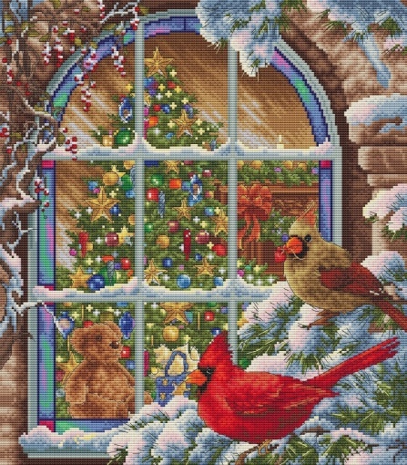 Cardinals at the Window Cross Stitch Pattern, code ME-232 Kate Meshkova ...