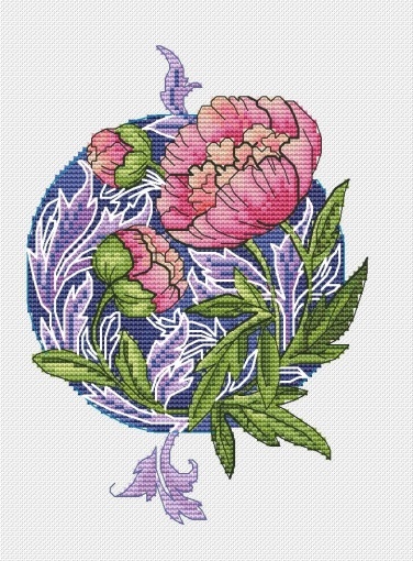 Victorian Peony Cross Stitch Pattern, code AO-413 Alisa Okneas | Buy ...