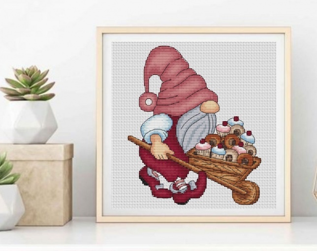 Baker Gnome 3 Cross Stitch Pattern, code KPX-003 KsPatternsXstitch ...