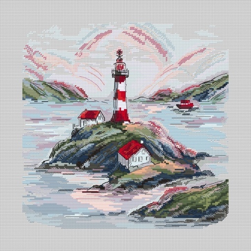 Red Lighthouse Cross Stitch Chart, code AFX-112 AnnyFunnyXx | Buy ...