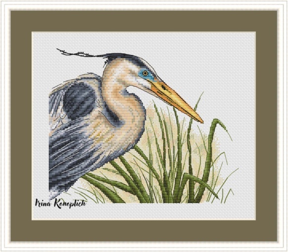 A Heron Cross Stitch Pattern, code IrK-144 Irina Konoplich | Buy online ...